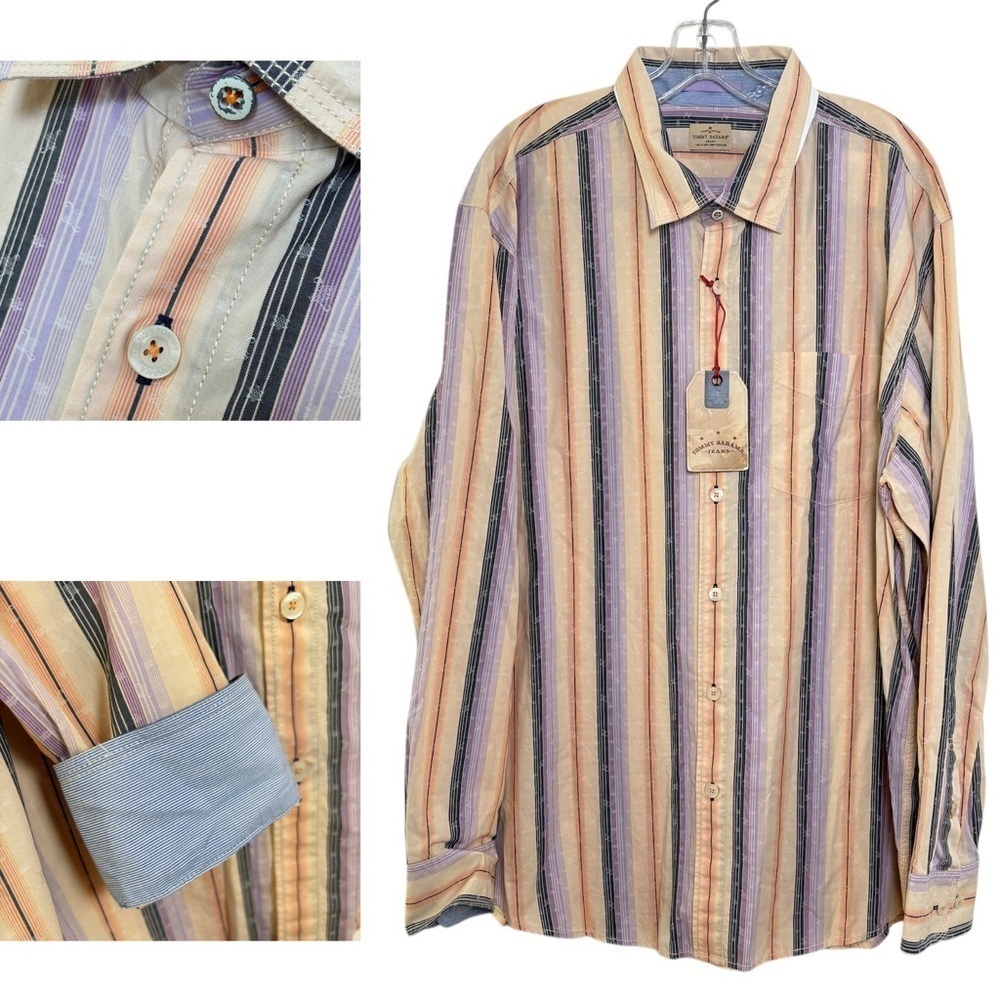 TOMMY BAHAMA Jeans Bars Stripes Sunburst Cotton L/S Button Down Shirt XXL NWT